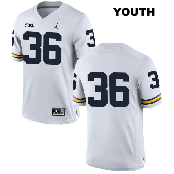 Youth NCAA Michigan Wolverines Devin Gil #36 No Name White Jordan Brand Authentic Stitched Football College Jersey VM25R44SL